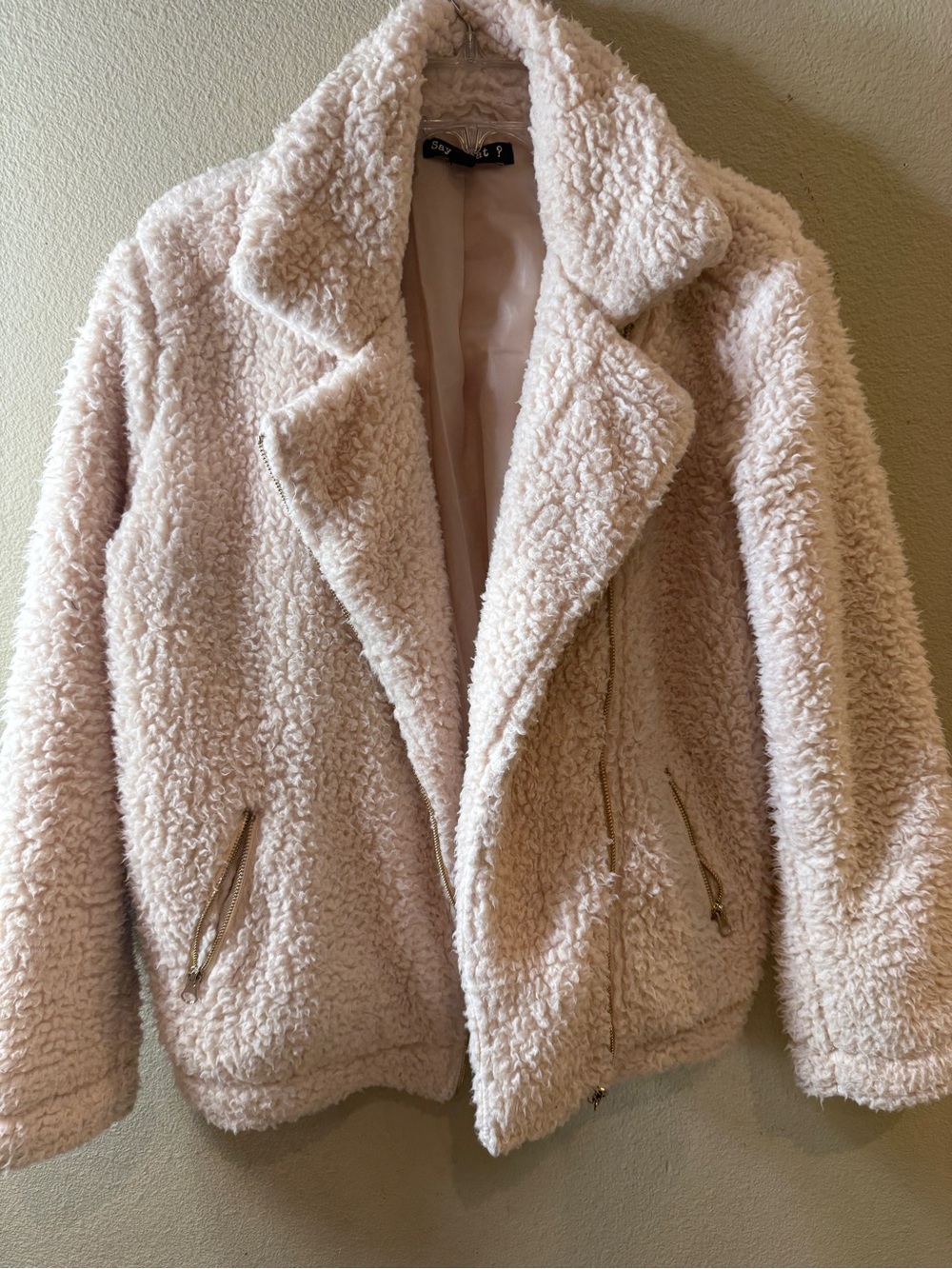 Say What? Blush Pink Faux Sherpa Jacket